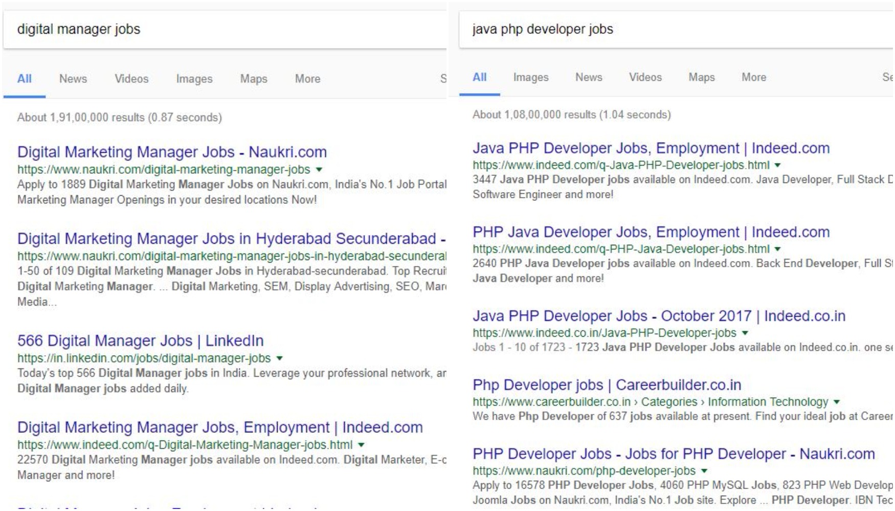 google search for jobs