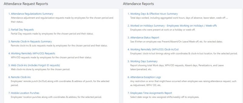 Attendance Reports